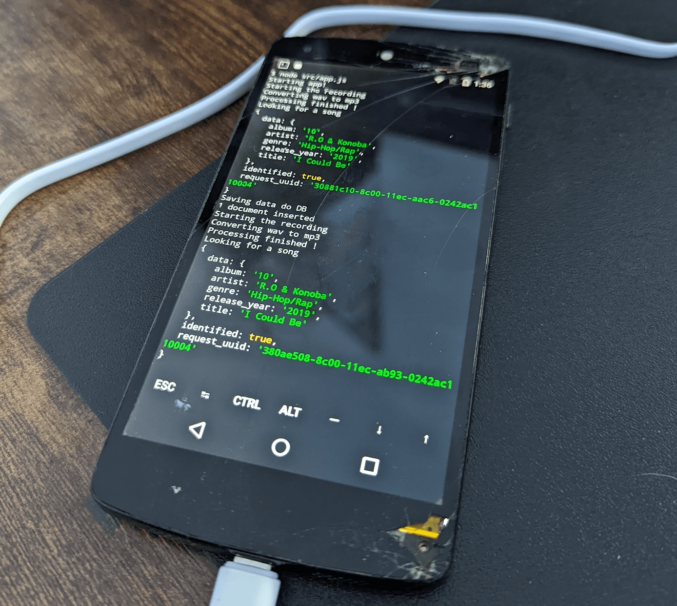 Debugging application on an old and beaten up Nexus 5