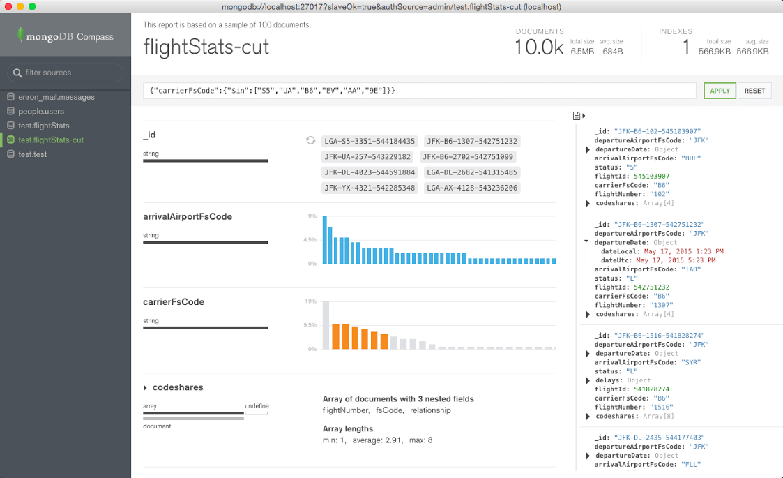 MongoDB Compass Query Builder