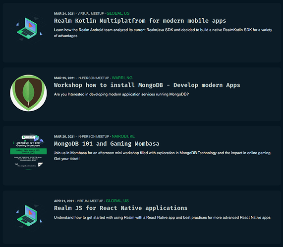 Late March/Early April Events Late March/Early April Events