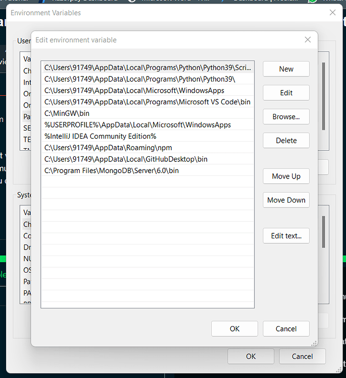 Mongo/mongodb command not working even environment variable path is set