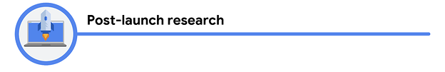 icon of a rocket ship in front of a laptop screen; text reads: post-launch research