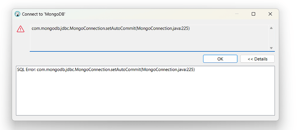 DBeaver: MongoDB JDBC Driver returns error: com.mongodb.jdbc ...