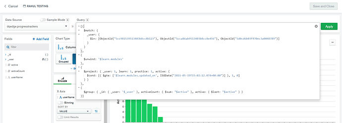 Agg. query in mongodb charts