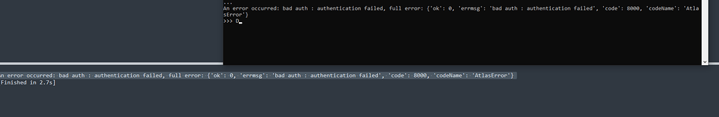 Authentication failed, can't seem to connect to MongoDB - MongoDB Atlas ...