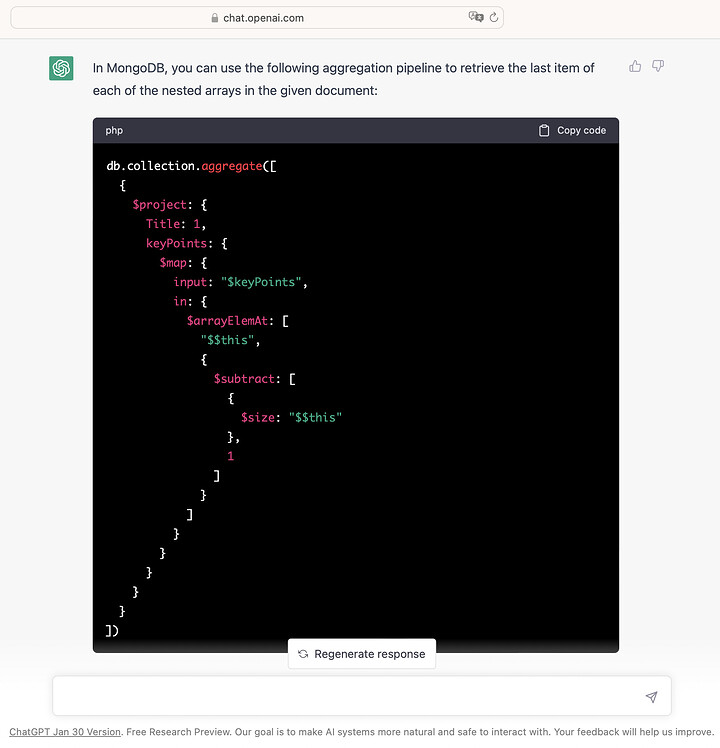 Project Last Element In Nested Array Working With Data MongoDB