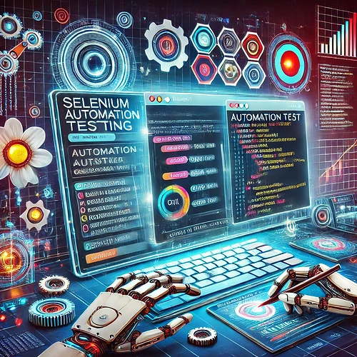 DALL·E 2025-01-17 19.35.03 - A futuristic and professional-themed illustration showcasing Selenium automation testing for QA Engineers. The image includes a browser window with co