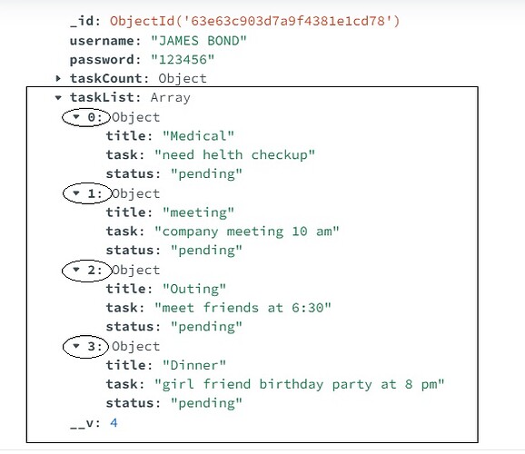 mongodb array of data