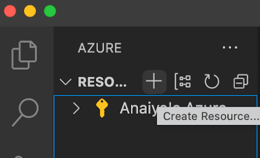 screenshot of where to click the (+) sign to create a new resource in VSCode