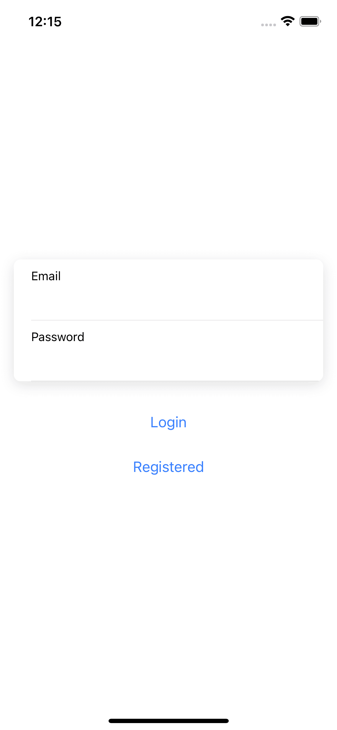 Login screen in iOS asking for user and password running in a browser. There’s a Login and Register button.