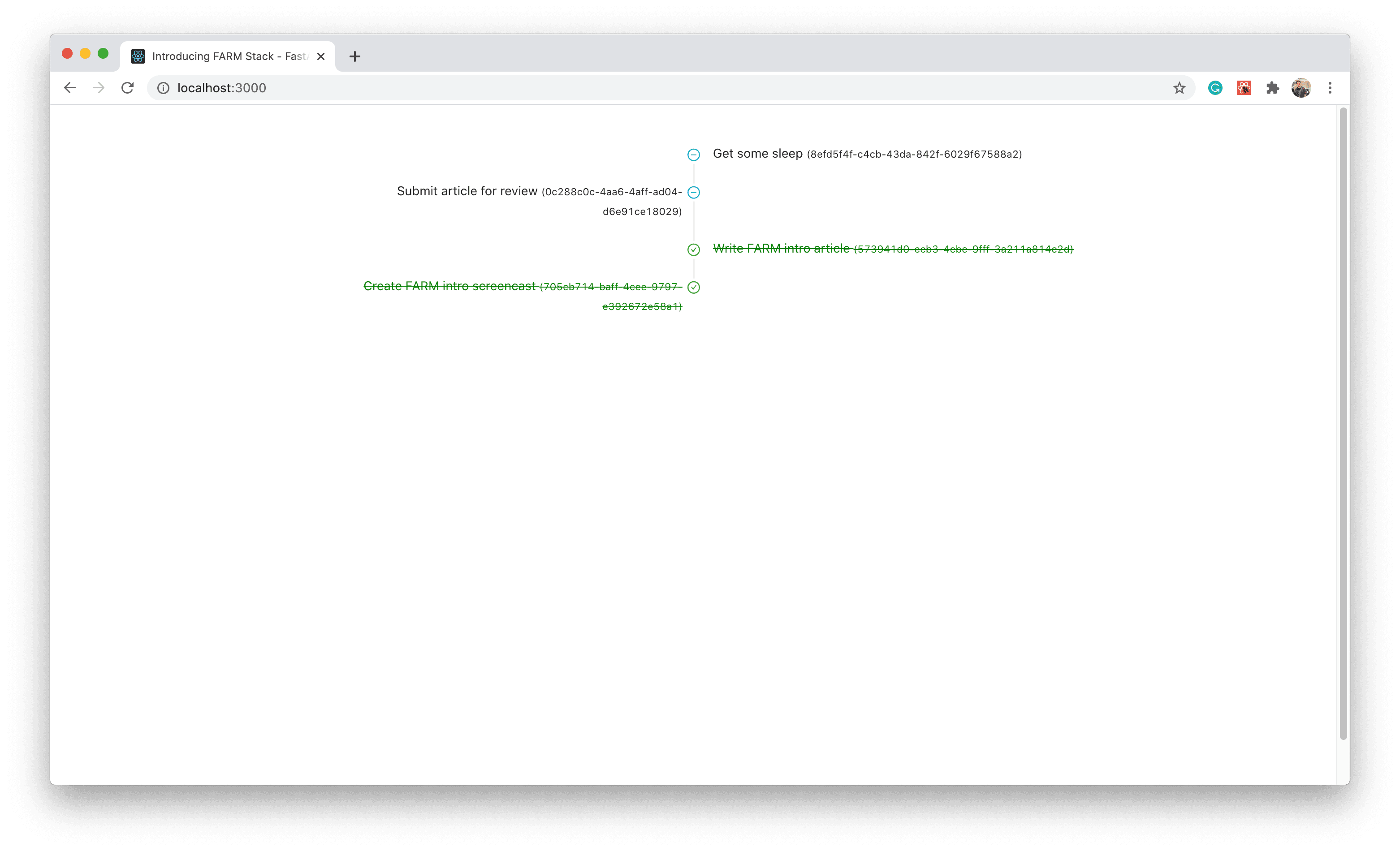 Screenshot of Timeline in browser