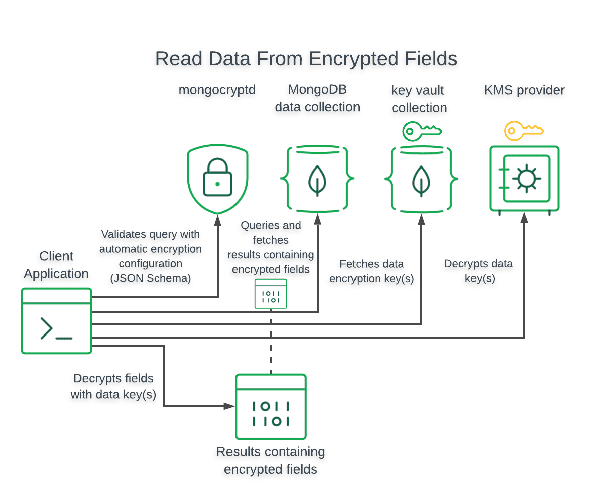 Flow of an encrypted read, decrypting field-leveldata