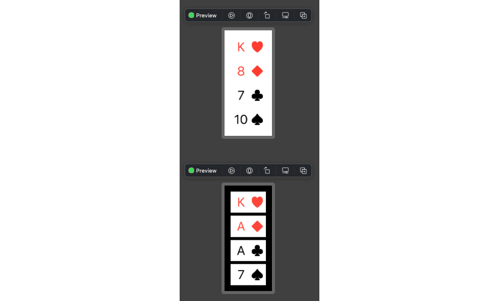 multiple cards shown in the same preview