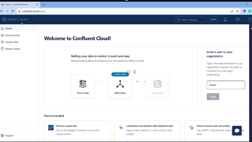 Confluent Cloud Homepage