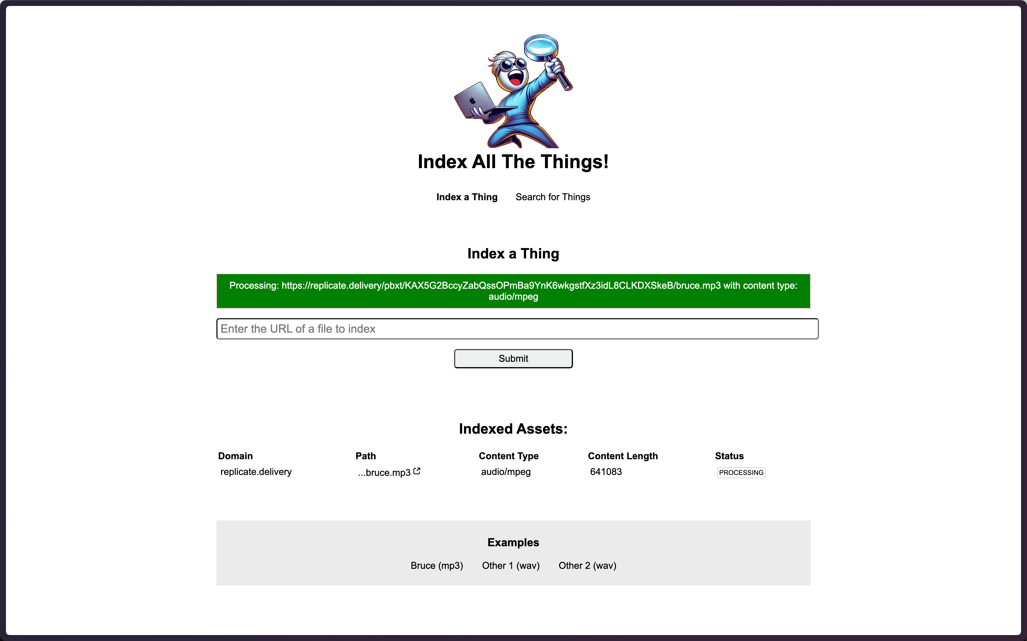 URL enviada para indexação