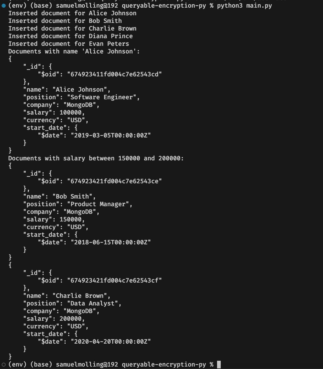 Executing the Python script