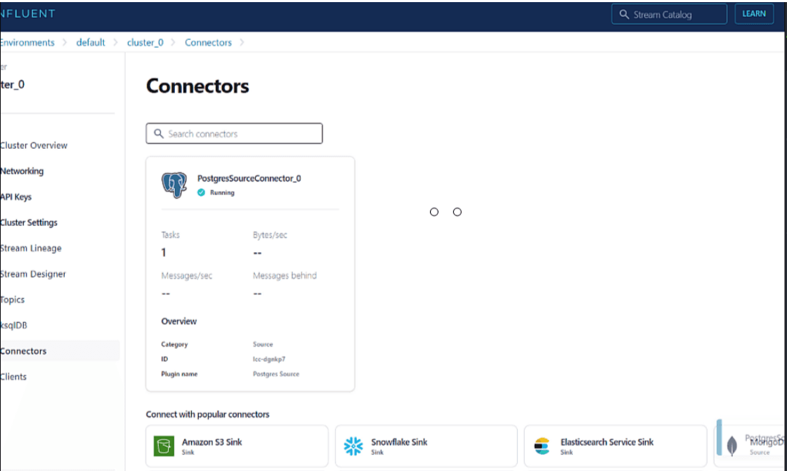 Connectors overview status page