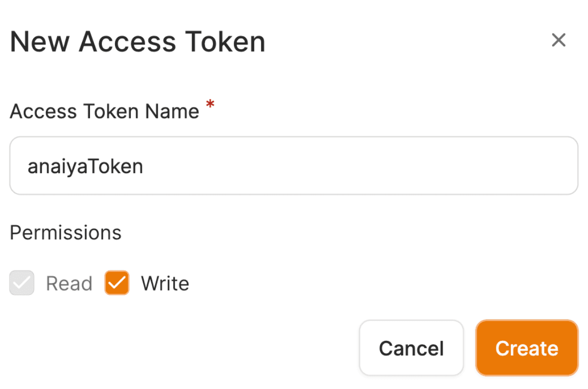 Screenshot of creating an Access Token