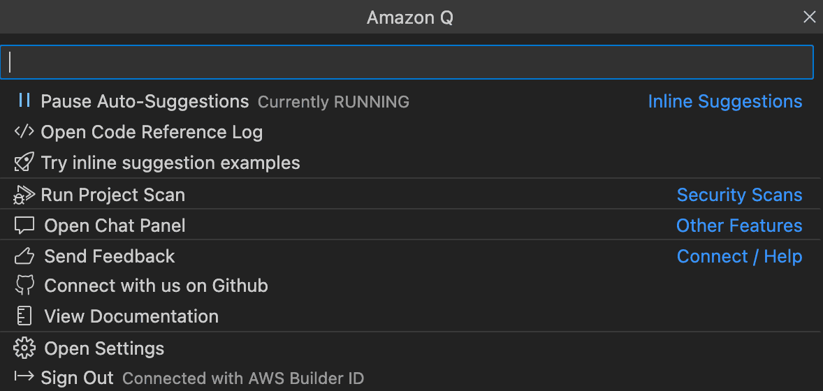 amazon q running