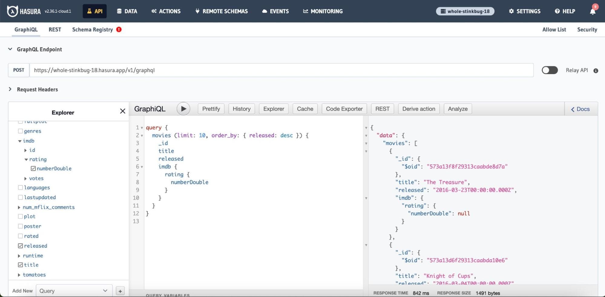 API GraphQL com resposta JSON