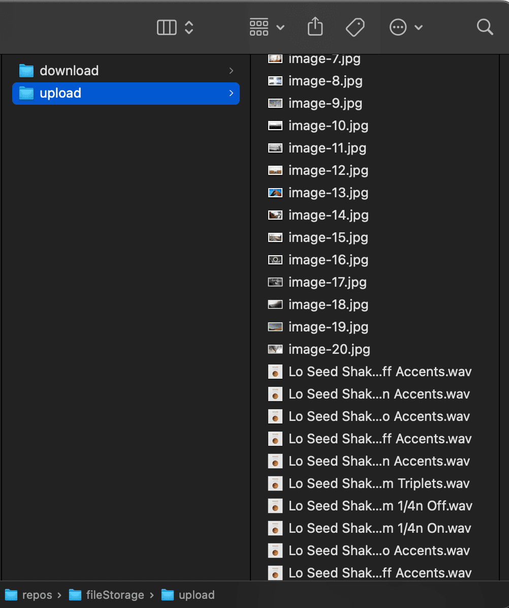 Arquivos a serem carregados do disco local para o MongoDB.