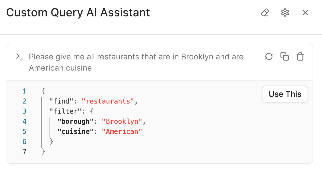 The complex query shown by the AI Assistant