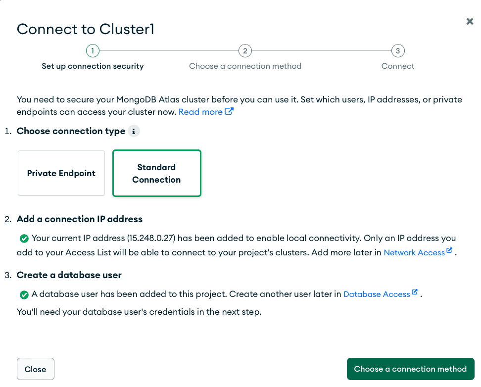 Obter URL de conexão