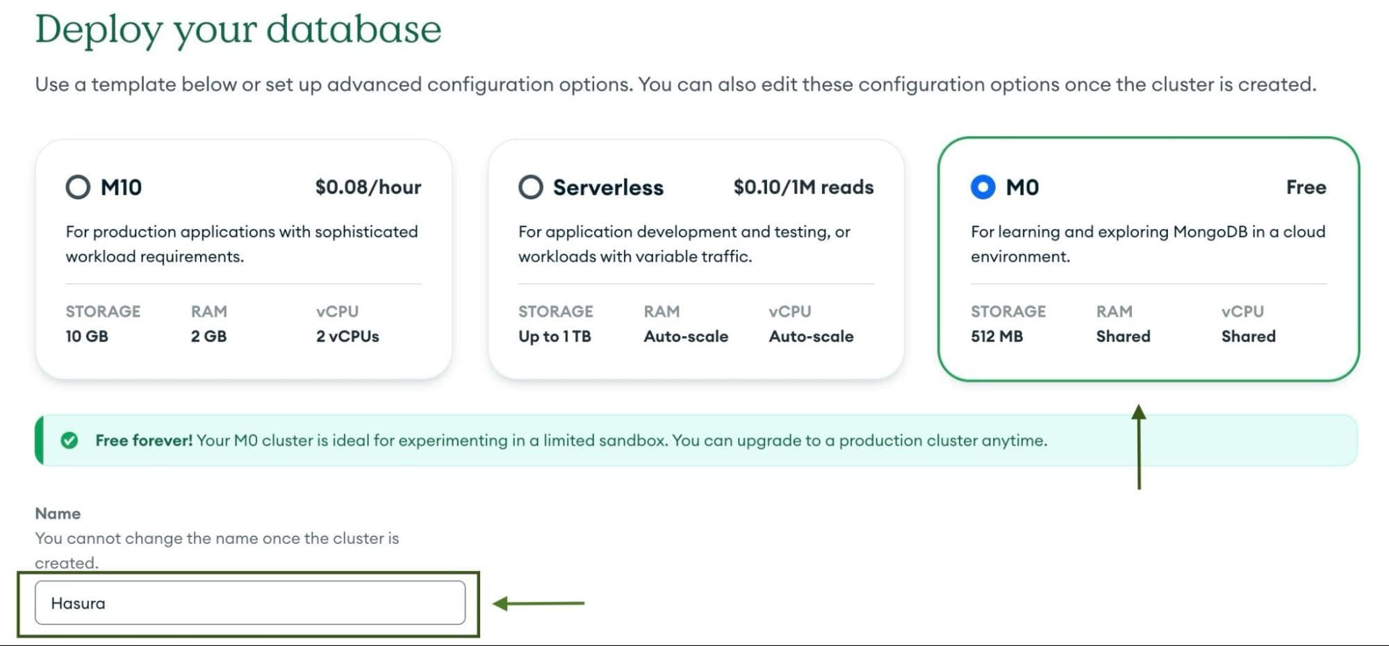 Implemente seu banco de dados com M0 Cluster Gratuito