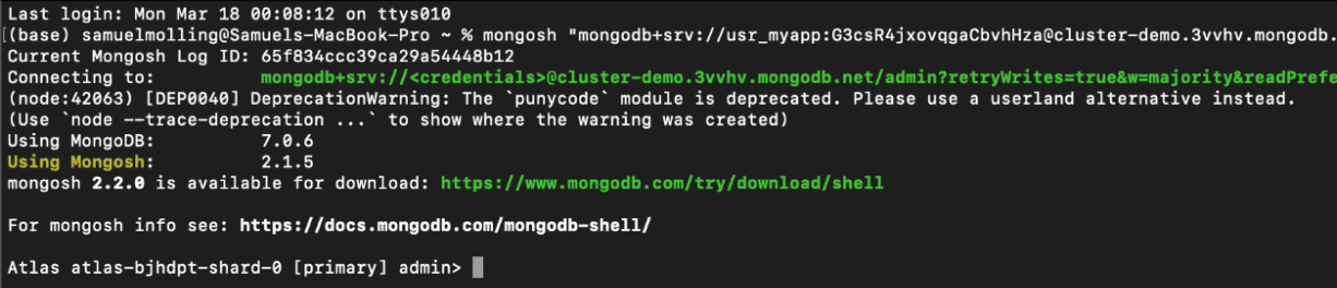 Mongosh login