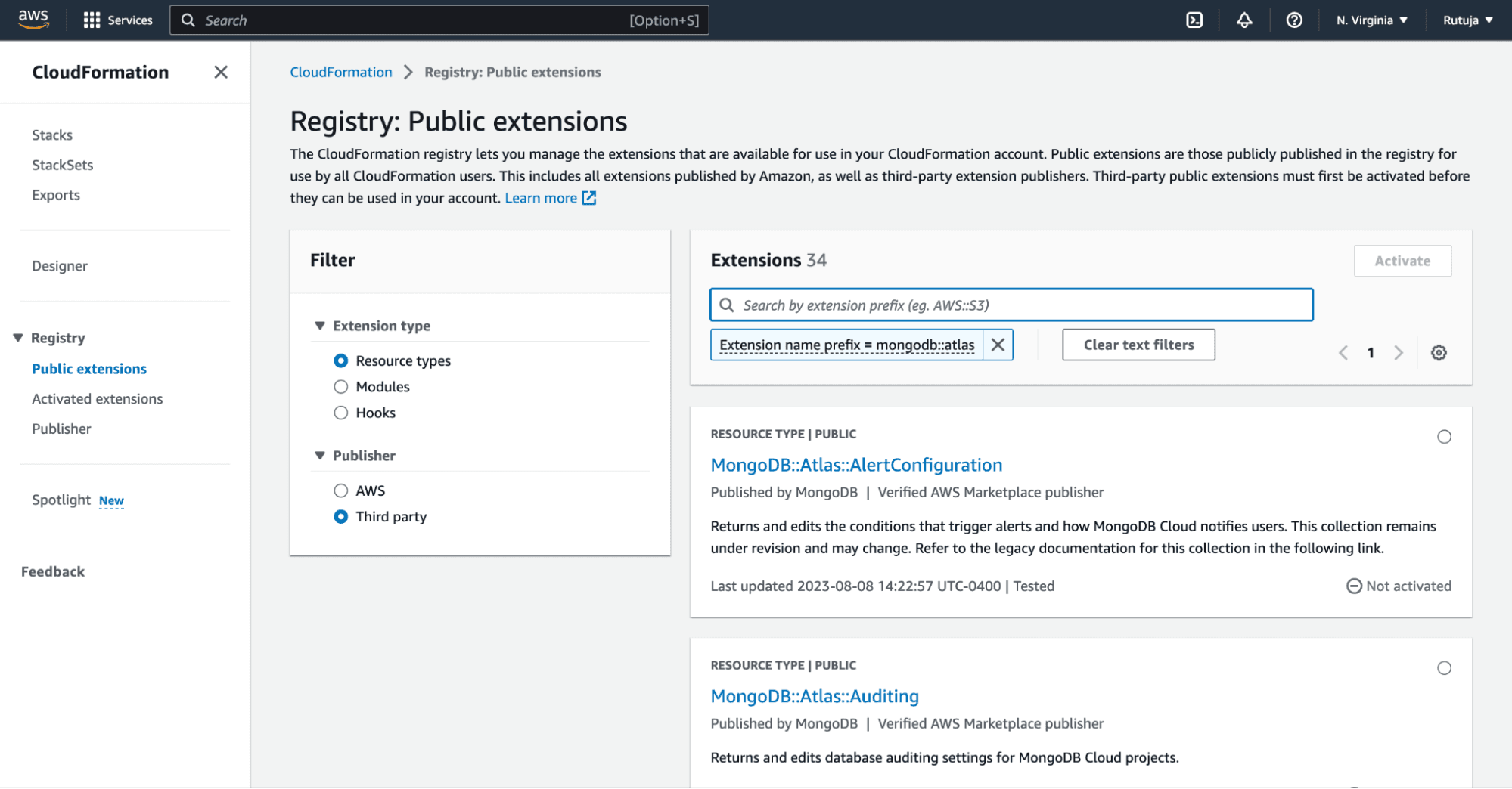 A repository of public extensions available on AWS