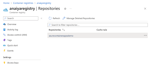 where to find our repository on our Azure Container Registry’s page
