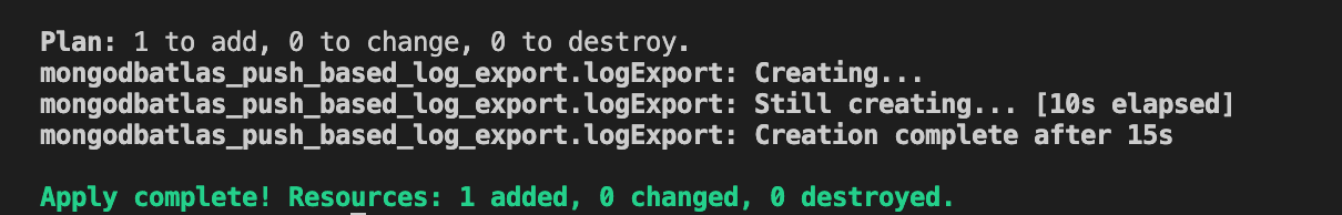 Terraform no terminal mostrando implantação