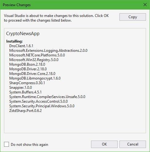 Visualização dos pacotes que estão prestes a serem instalados.