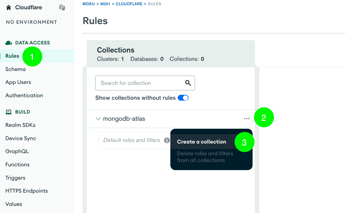 Access rules and click to create a new collection