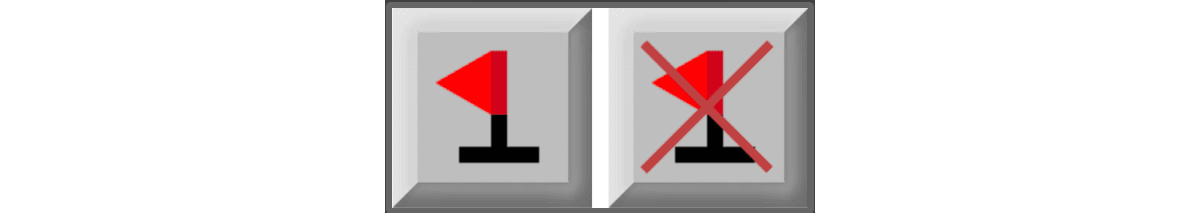 FlagView. 2 Tiles, both containing a flag, one shows the  flag crossed out