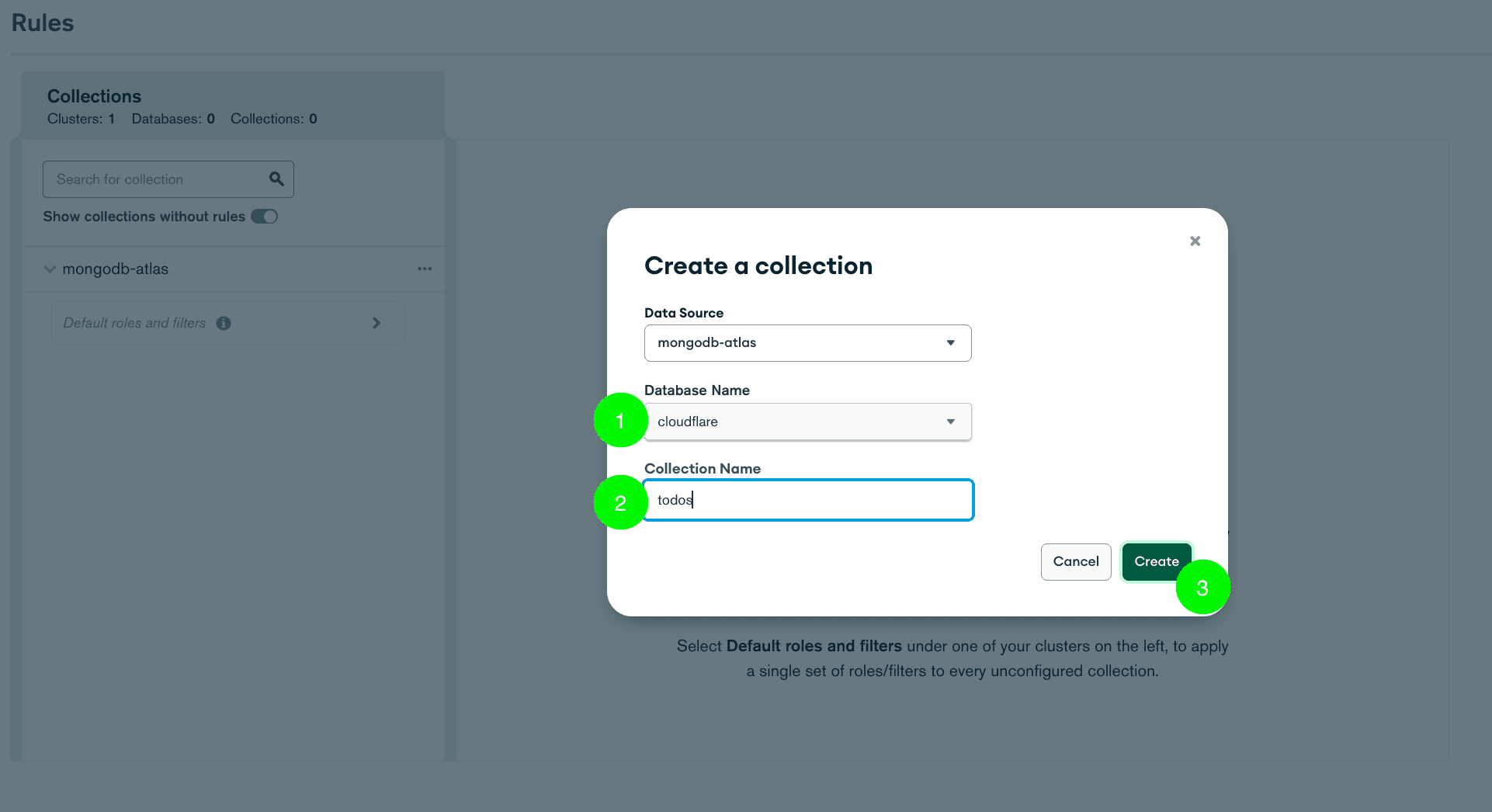 Create a new collection to add a rule