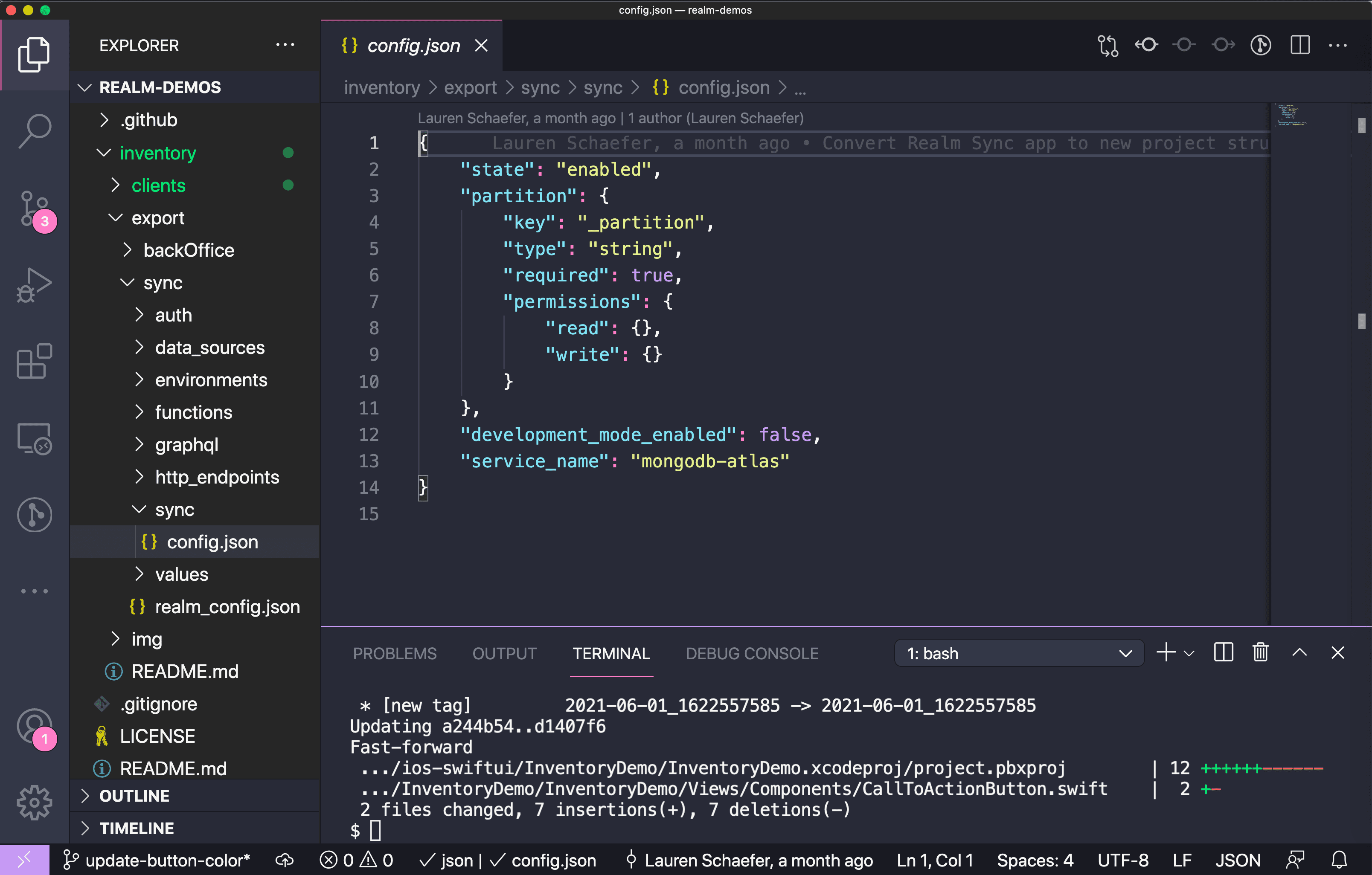 Updating the Realm App code locally in Visual Studio Code
