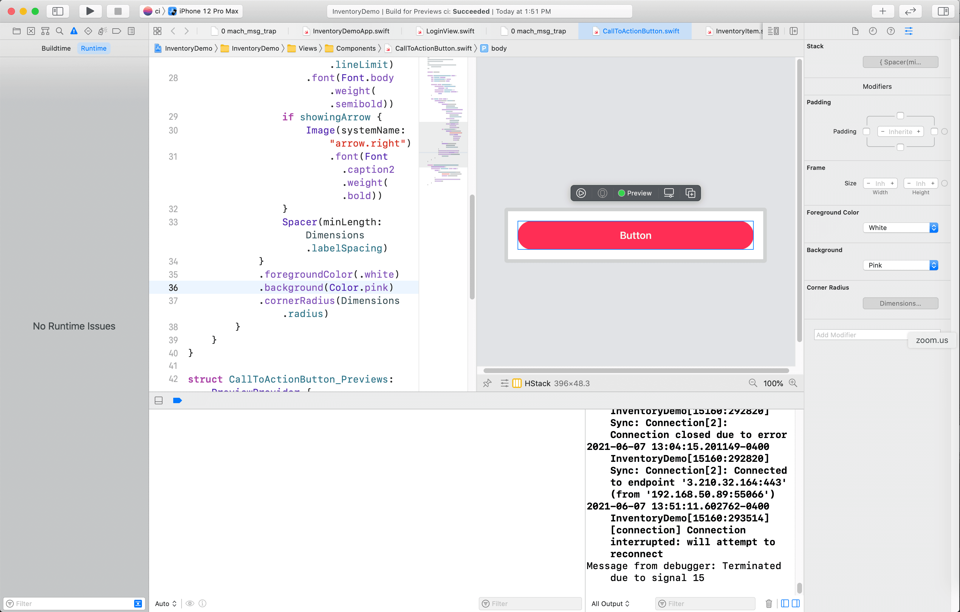 Updating the button color in Xcode