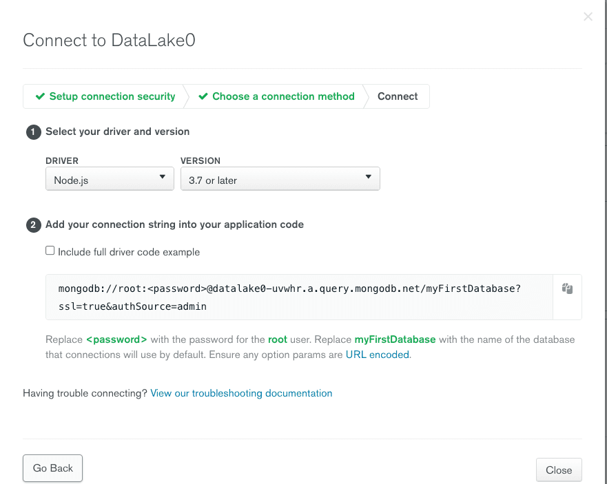 Data Lake Connection String