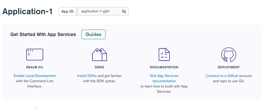 Screenshot of the application id field in Atlas App Services