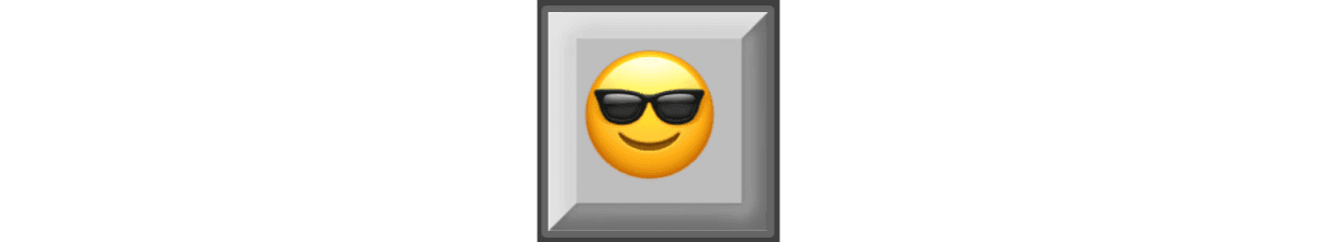 StatusButton. Smiling emoji in front of a gray tile