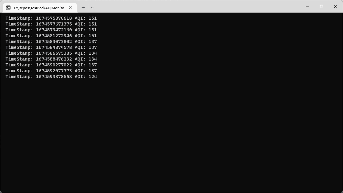 AQI Monitor application in C++ with MongoDB time series