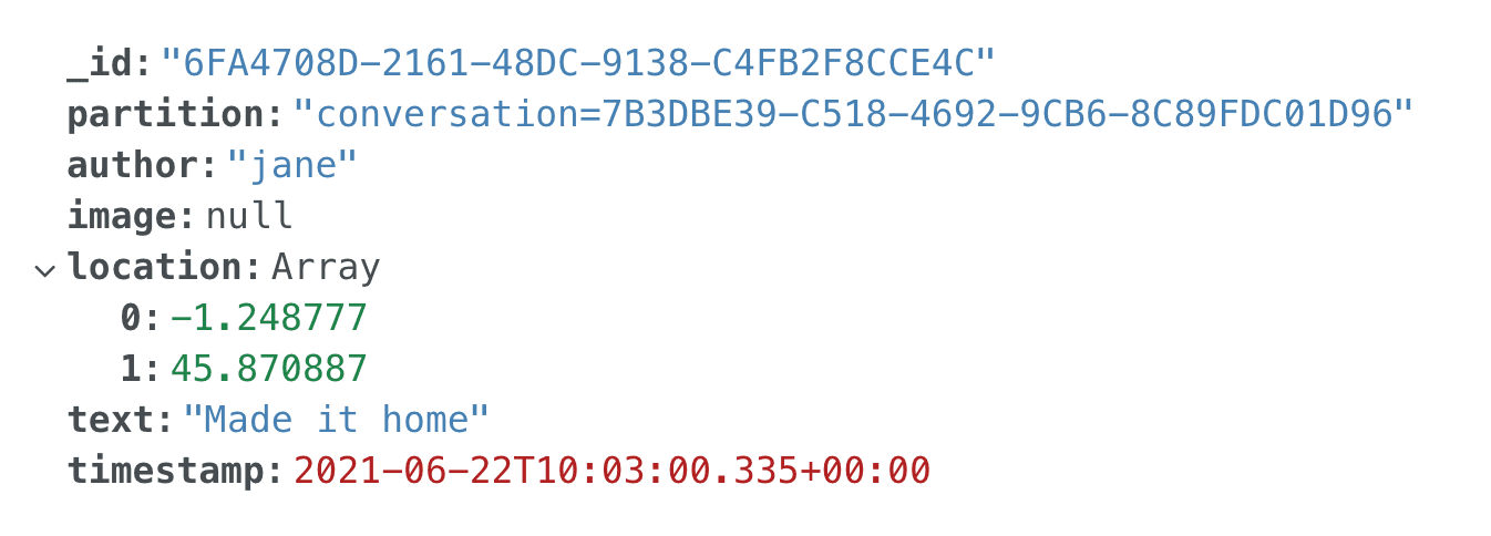 Screen capture of an Atlas document, which includes an array named location