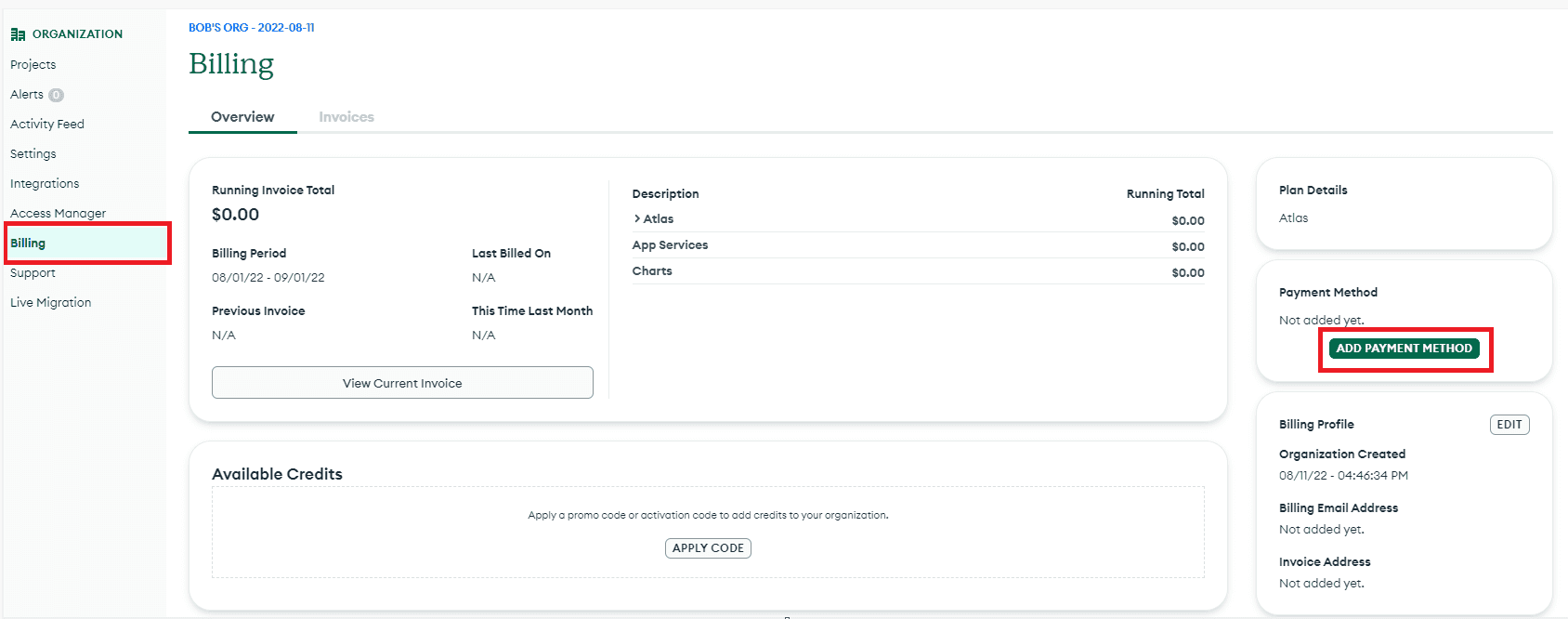 Billing and payments setup