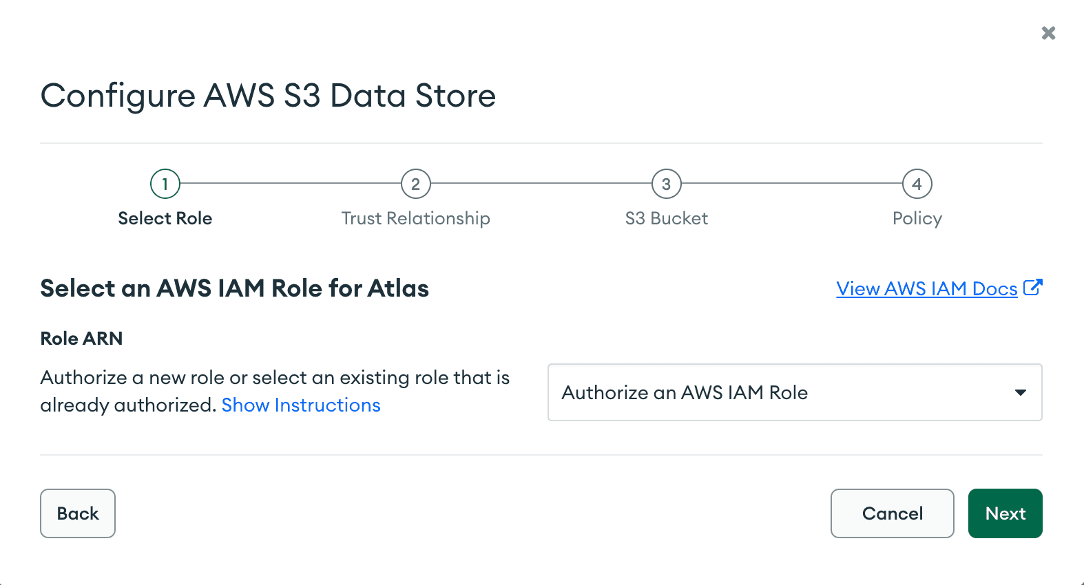 Configure AWS S3 data store