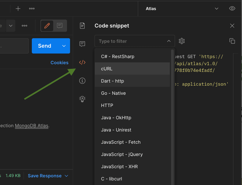 Generating Code snippet in Postman