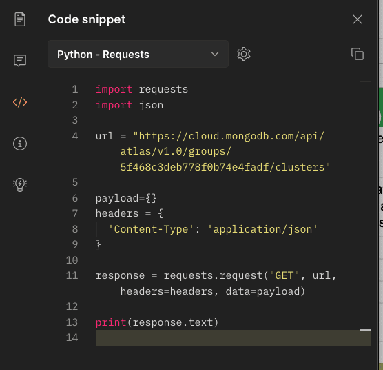 Generating Python Code snippet in Postman