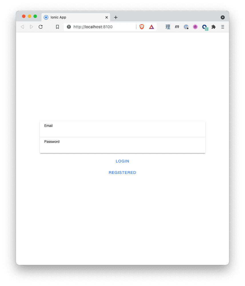 Login window asking for user and password running in a browser. There’s a Login and Register button.