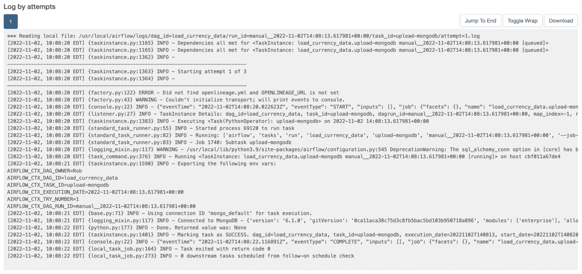 log by attempts