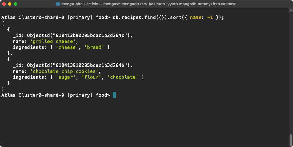 MongoDB Shell Syntax Highlighting