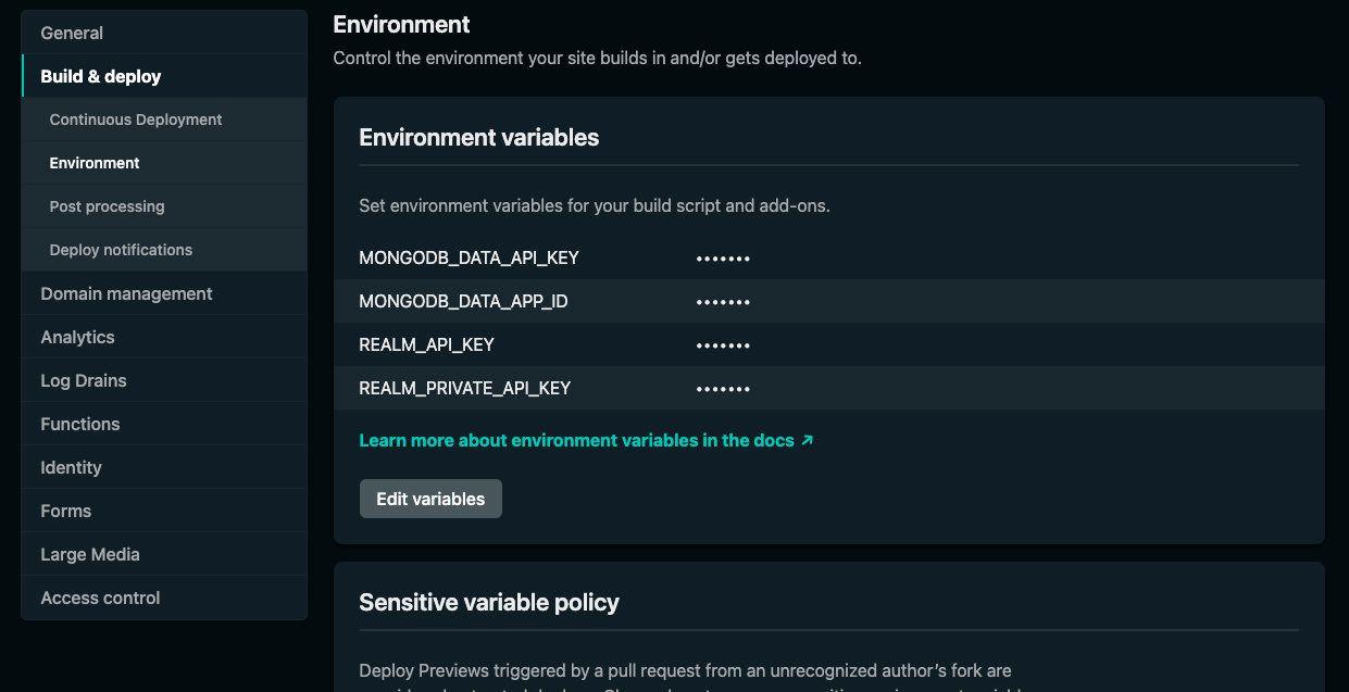 Netlify Environment Settings